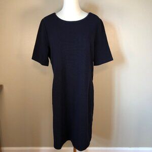 NWT Mario Serrani Italy Pullover Short Sleeve Midnight Navy Dress Size L